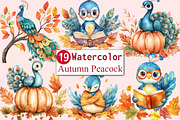 Cute Autumn Peacock Sublimation, an Illustration by CitraGraphics (Thumbnail 1 of 6)
