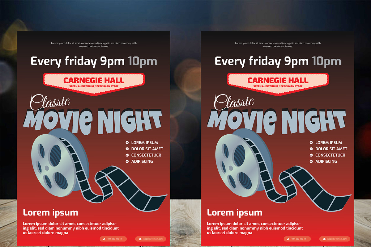 Classic Movie Night Flyer, a Flyer Template by PenciGraphics (Photo 1 of 2)