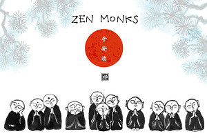Ink painting of zen monks