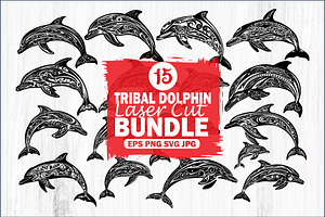 Tribal Dolphin Laser Cut Bundle, a Graphic by balal