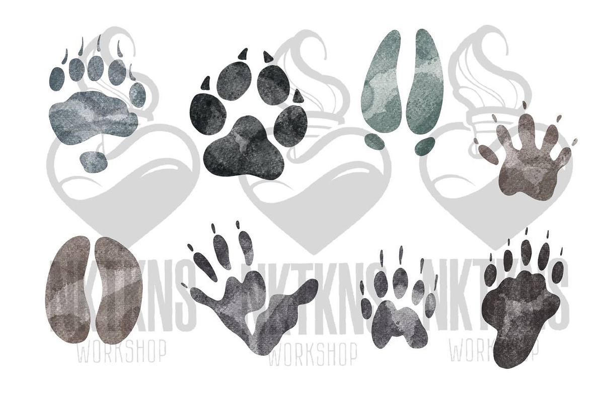 Watercolor Clipart Animals Track, an Animal Illustration by NKTKNS (Photo 3 of 4)