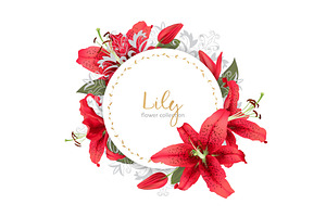 Wedding invitation with lily flowers