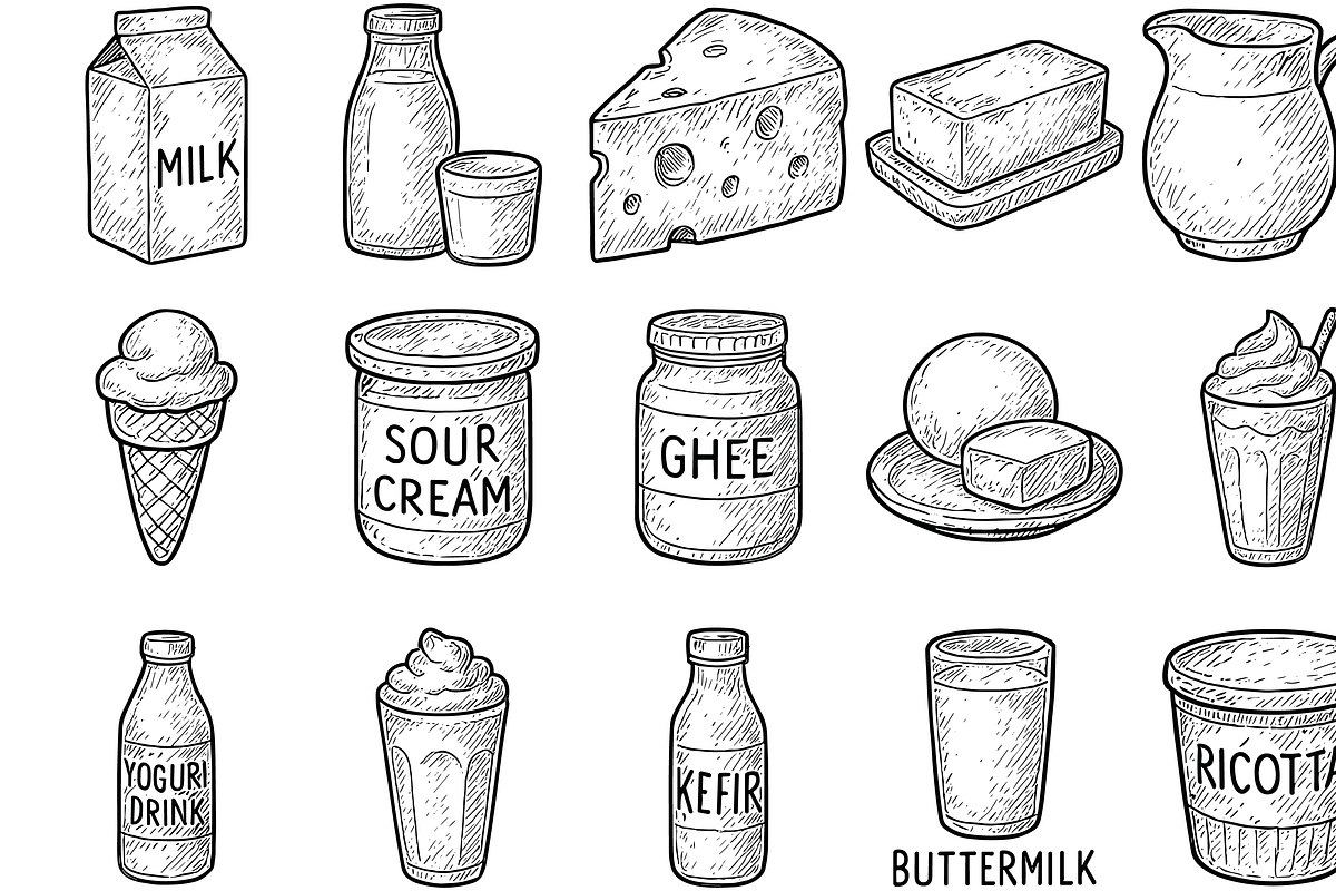 Dairy Product Icon Set, an Object Graphic by nikagraphic (Photo 3 of 3)