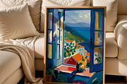 Cat Matisse Style Amalfi Coast Art, a Decorative Illustration by elfy creative (Thumbnail 3 of 4)