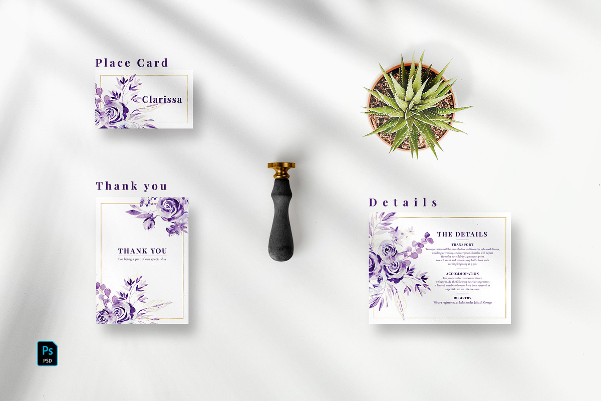Purple Floral Wedding Suite, an Invitation Template by Azka Creative (Photo 5 of 5)