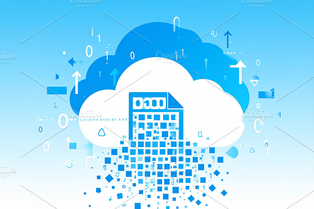 Document turning into pixel blocks as it moves across the canvas, a Technology Illustration by DanFLCreativo
