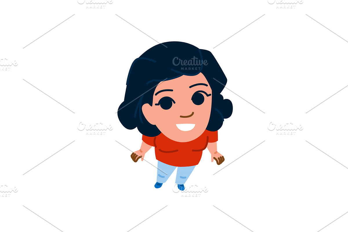 Smiling woman standing and looking, a Person Illustration by pikepicture