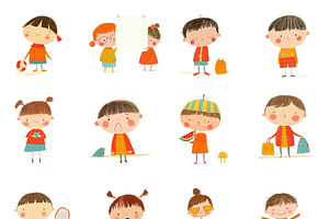 Collection of cute cartoon children, a Person Illustration by Sybillla