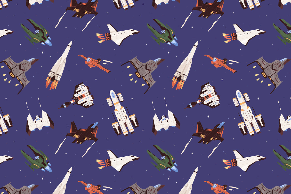 Rockets in space seamless patterns, a Pattern Graphic by Good Studio (Photo 3 of 7)