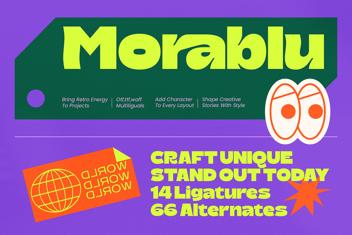Morablu Groovy Display Font, a Sans Serif Font by timelesstype.co (Photo 1 of 15)