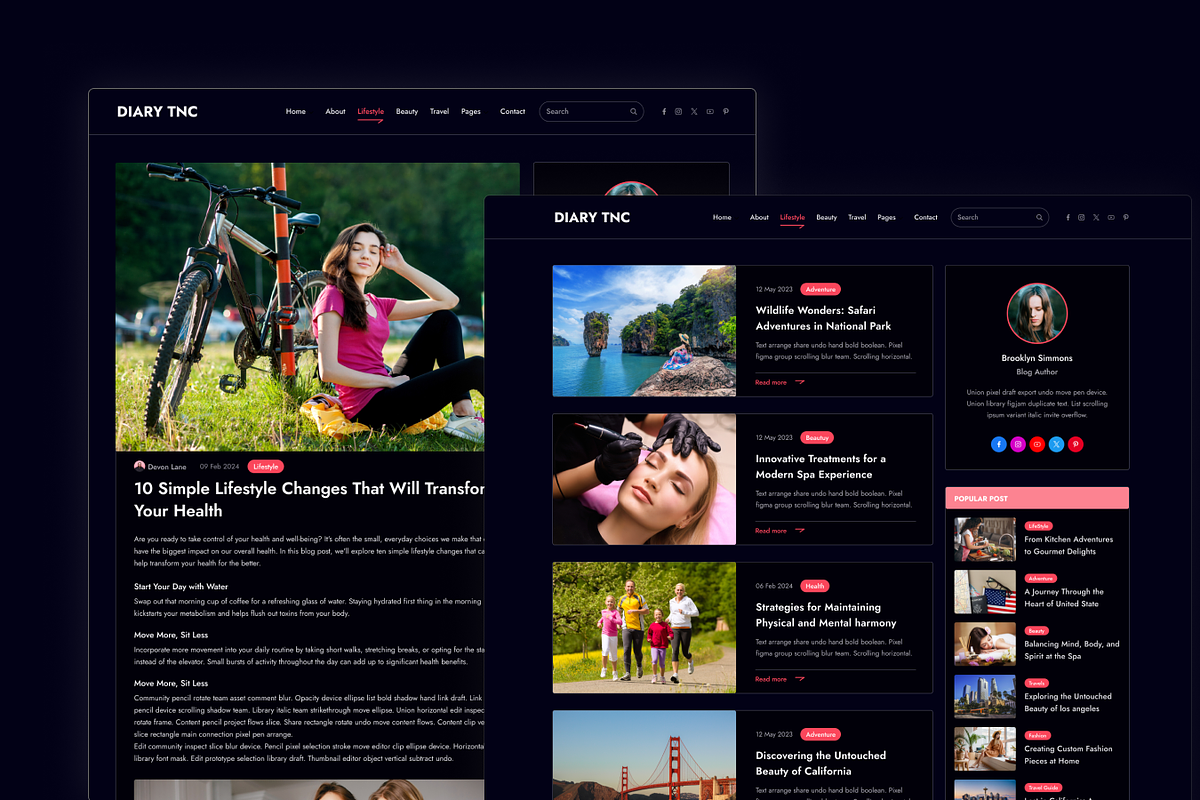 Diary Dark - Blog HTML Template, a HTML Template by TNCFlow (Photo 4 of 5)