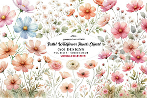 Pastel Wildflower Panels Clipart