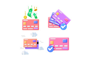 3d illustration set of credit cards, a Finance Illustration by Abscent
