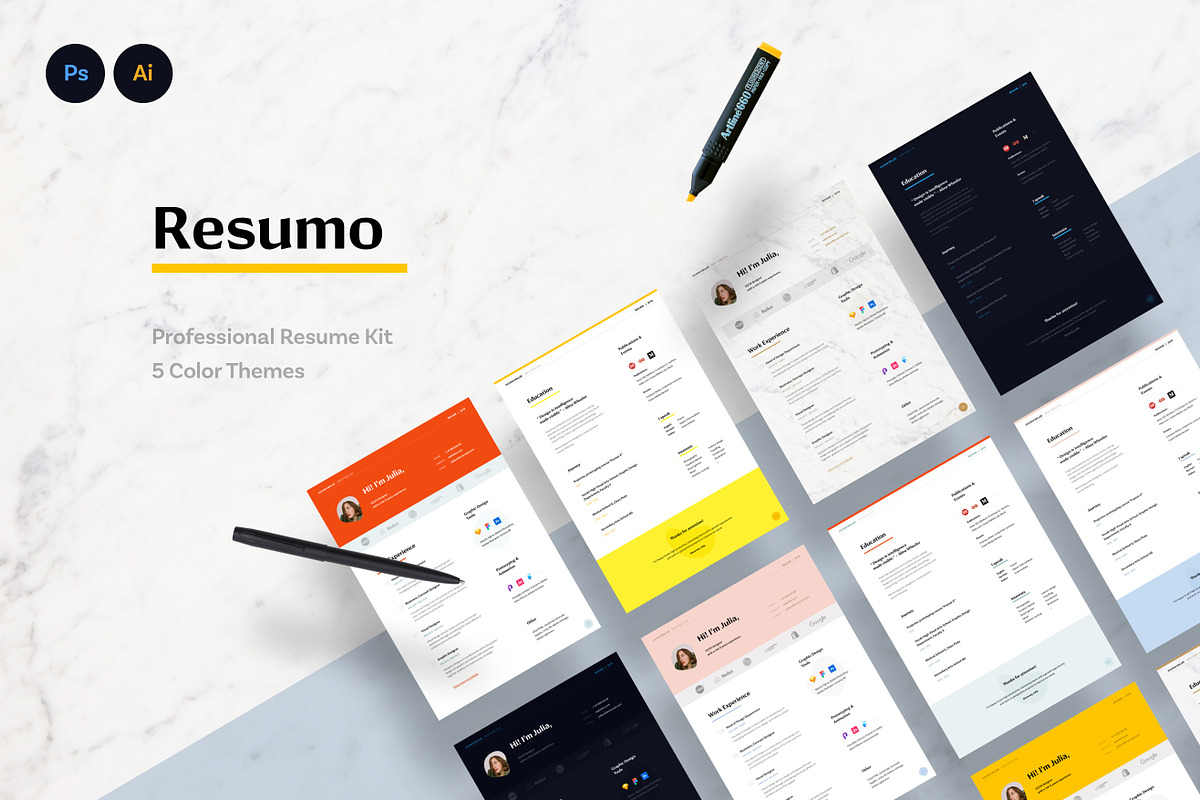 Professional Resume: 5 Themes, a Resume Template by SHOOM HOUSE (Photo 1 of 7)