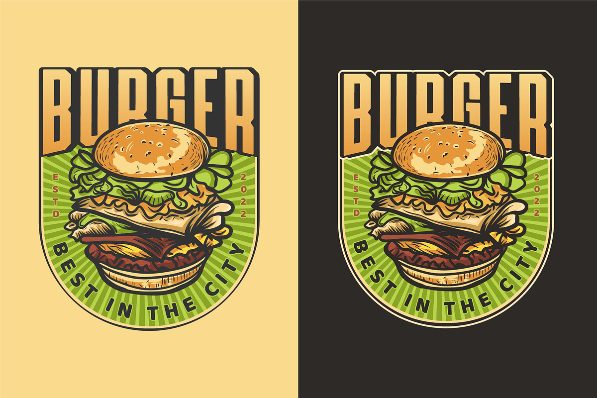 Burger vintage hand-drawn logo, a Branding & Logo Template by Billah Hub