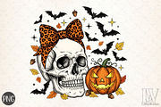 Halloween, Skull With Bow, Pumpkin P, an Illustration by Libby Wishes (Thumbnail 1 of 6)