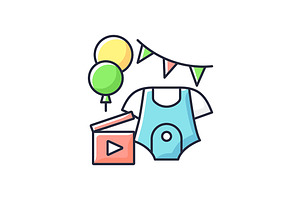 Baby Shower Party Video RGB Icon