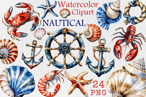 Nautical Watercolor Clipart, an Illustration by Libby Wishes