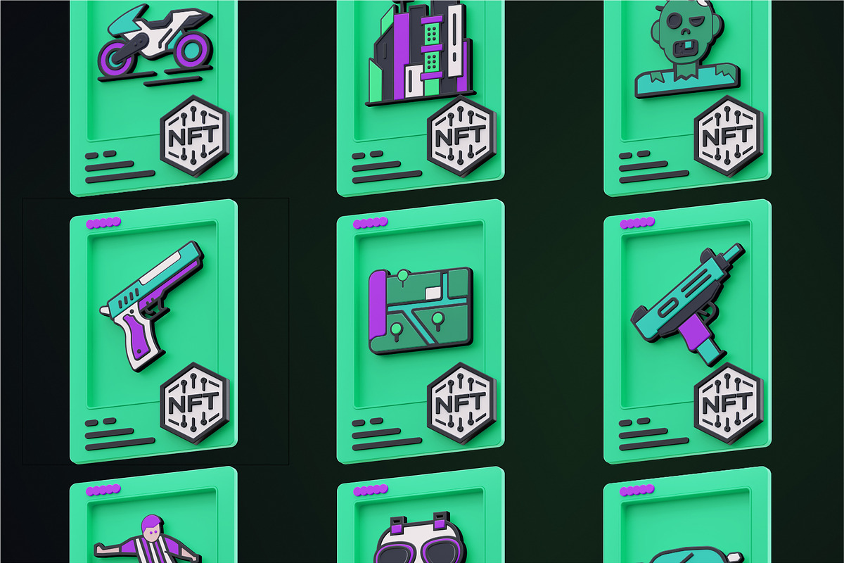 NFT Cards Pack 3D, an Object Graphic by Dope Design (Photo 6 of 6)