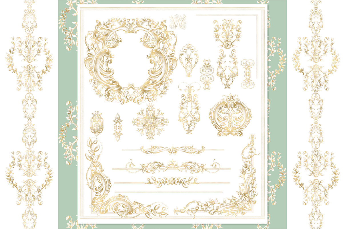 Gold Baroque Crest frame Clipart, a Decorative Illustration by WonderWonder (Photo 2 of 8)