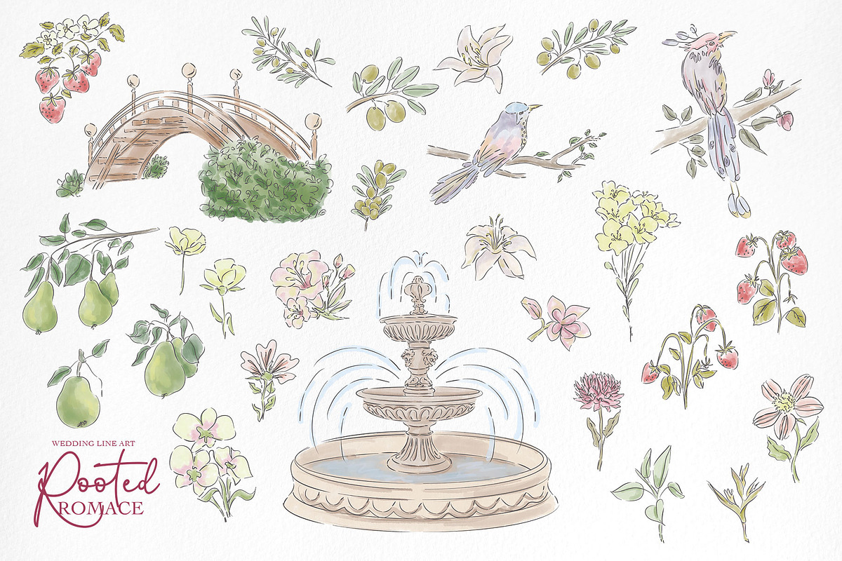 Rooted Romance. Wedding Line Art Kit, an Object Graphic by Mio Buono (Photo 10 of 16)