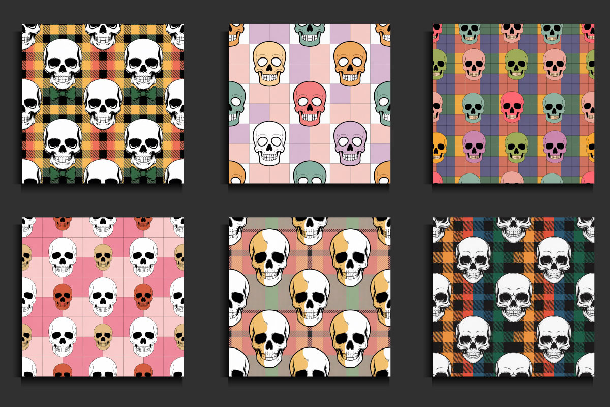 Seamless Retro Skulls Patterns, a Pattern Graphic by protabsorkar11 (Photo 3 of 4)