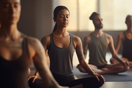 group of people making yoga exercises at studio, a Sports & Recreation Photo by Natalia Klenova's Shop
