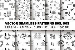 Seamless Patterns Background 80s, 90