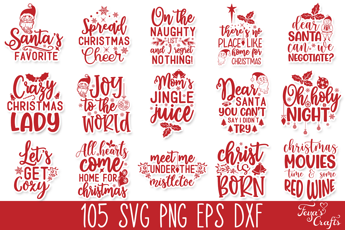 Huge Christmas Quotes Bundle, an Illustration by Anastasia Feya (Photo 3 of 10)