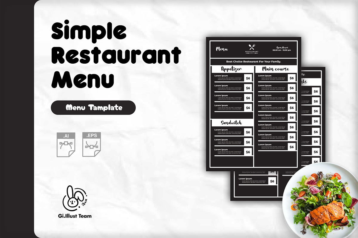 Simple Restaurant Menu, a Print Template by Isnanstuff (Photo 1 of 3)