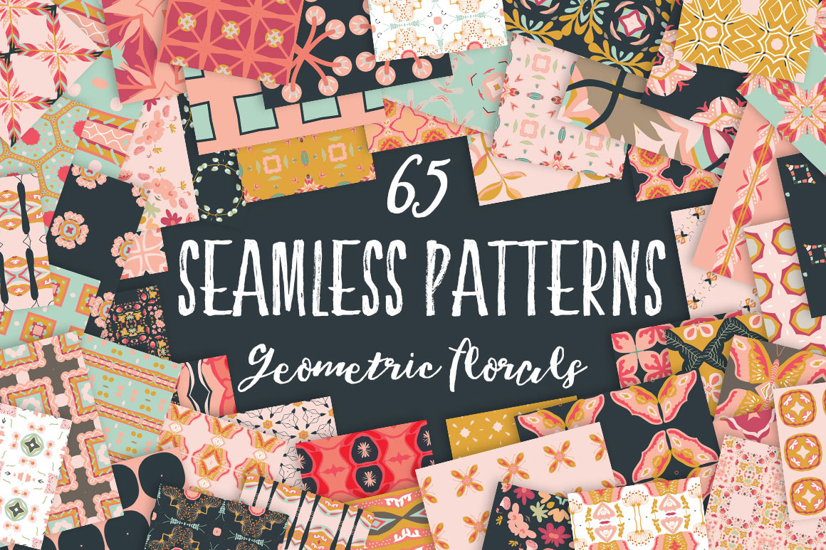 Geometric Florals Seamless Patterns, a Pattern Graphic by Creativeqube ...