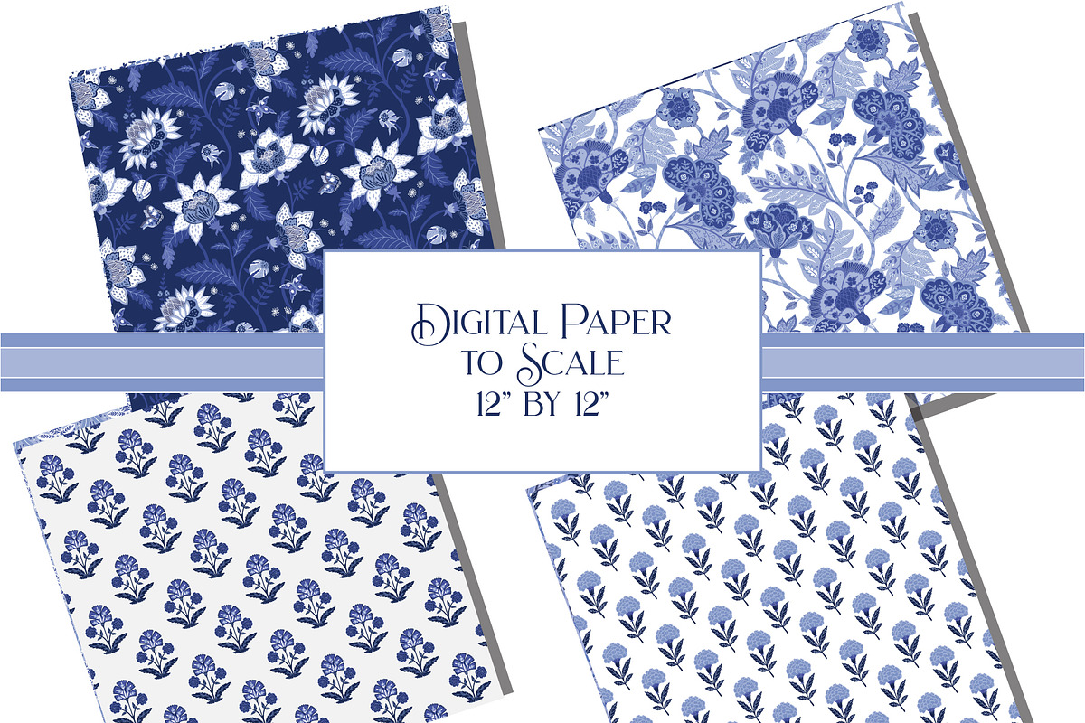 Boho Indian Blue White Patterns, a Pattern Graphic by RachelStudio (Photo 7 of 8)