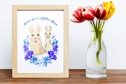 Llama Clipart with red flowers, an Animal Illustration by Nataliapiache (Thumbnail 3 of 5)