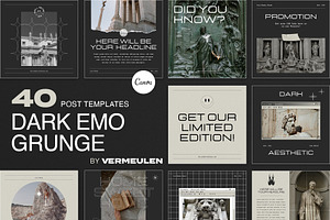 Instagram Social Media CANVA Grunge, a Social Media Template by Vermeulen Design Studio