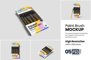 Paint Brush Set Mockup, a Product Mockup by bimockup