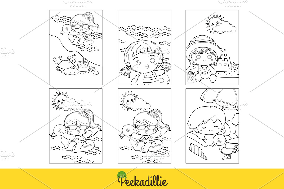 Beach summer kids & adult coloring, a Graphic by Peekadillie Art (Photo 3 of 3)