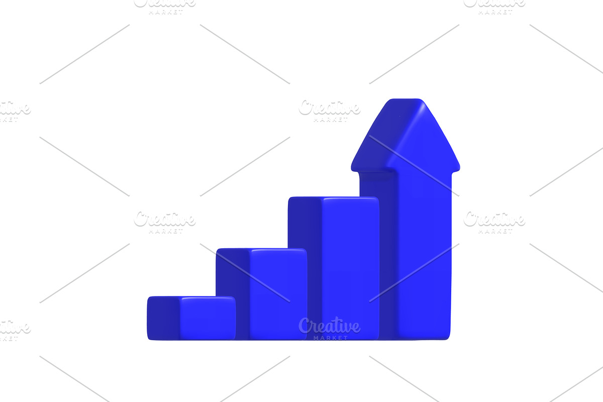 A blue three dimensional bar chart, a Finance Illustration by Woters little shop