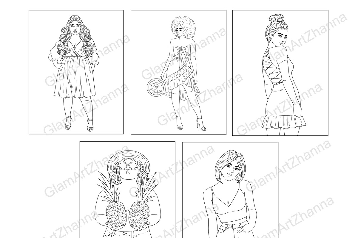 Coloring Book 15 Girls, an Illustration by GlamArtZhanna (Photo 4 of 4)