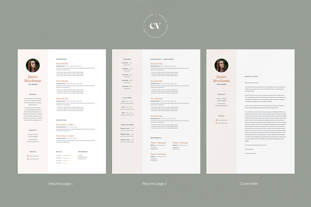 Janice | CV / resume template, a Resume Template by CV house (Photo 3 of 9)
