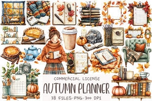 Cozy Autumn Planner Clipart, an Illustration by OK Design