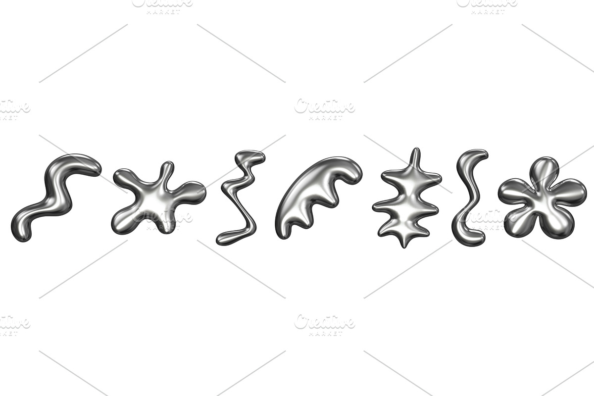 Chrome liquid y2k shape. 3d render, an Object 3D Model by YuliiaOsadcha