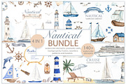 Nautical BUNDLE watercolor, a Transportation Illustration by Marina Ermakova (Thumbnail 1 of 21)