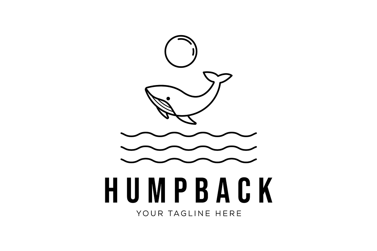humpback ocean whale outline logo, an Animal Illustration by Rizkaarishandy_shop (Photo 1 of 2)
