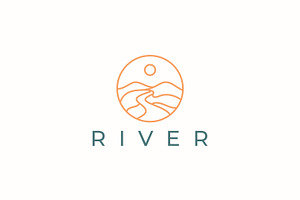 River Mountain Hill Logo Badge, a Branding & Logo Template by Signatoro
