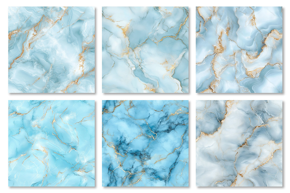 Sky Blue Gold Marble Digital Papers, a Texture Graphic by Dream Creation (Photo 4 of 6)