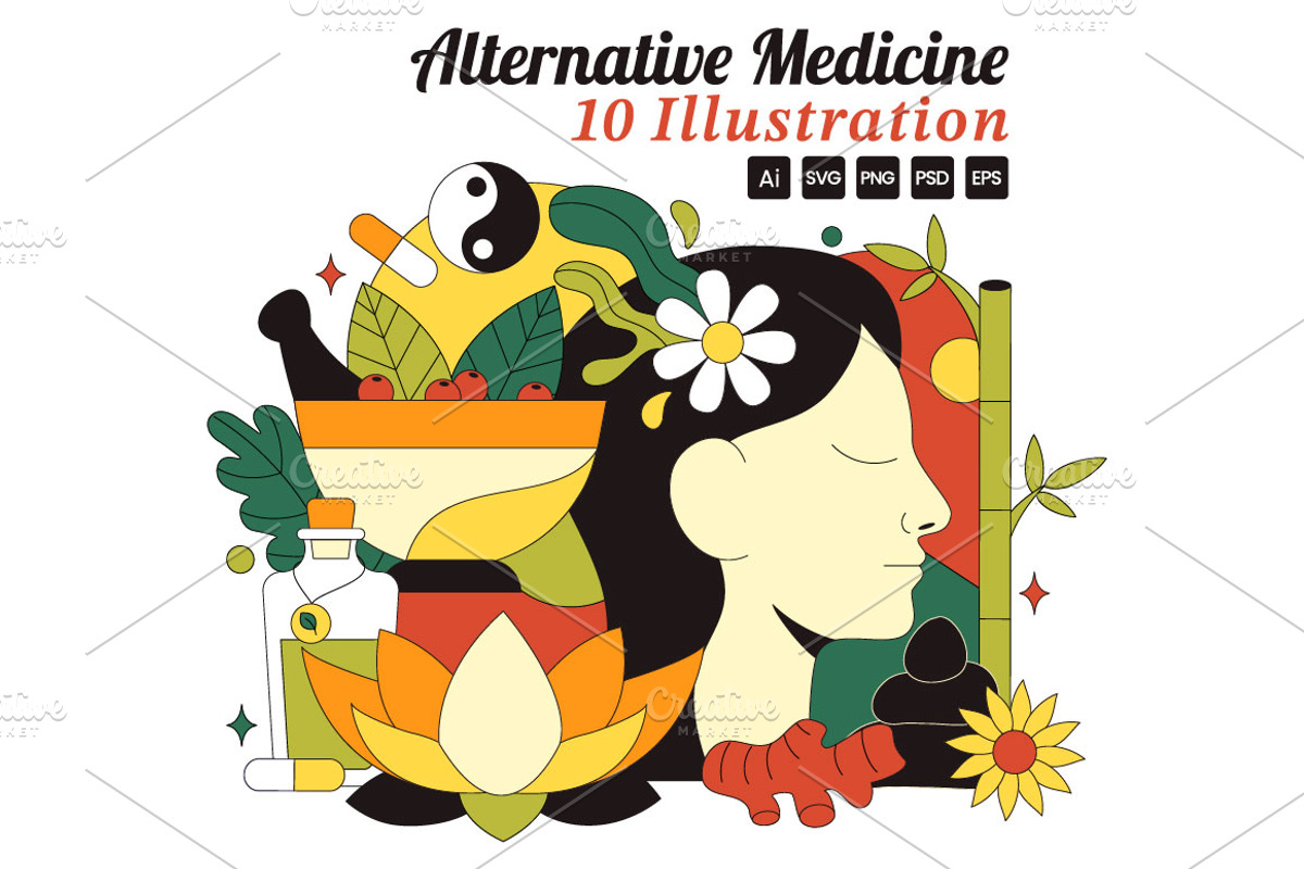 10 Alternative Medicine Illustration, a Healthcare Illustration by denayunebgt (Photo 1 of 4)