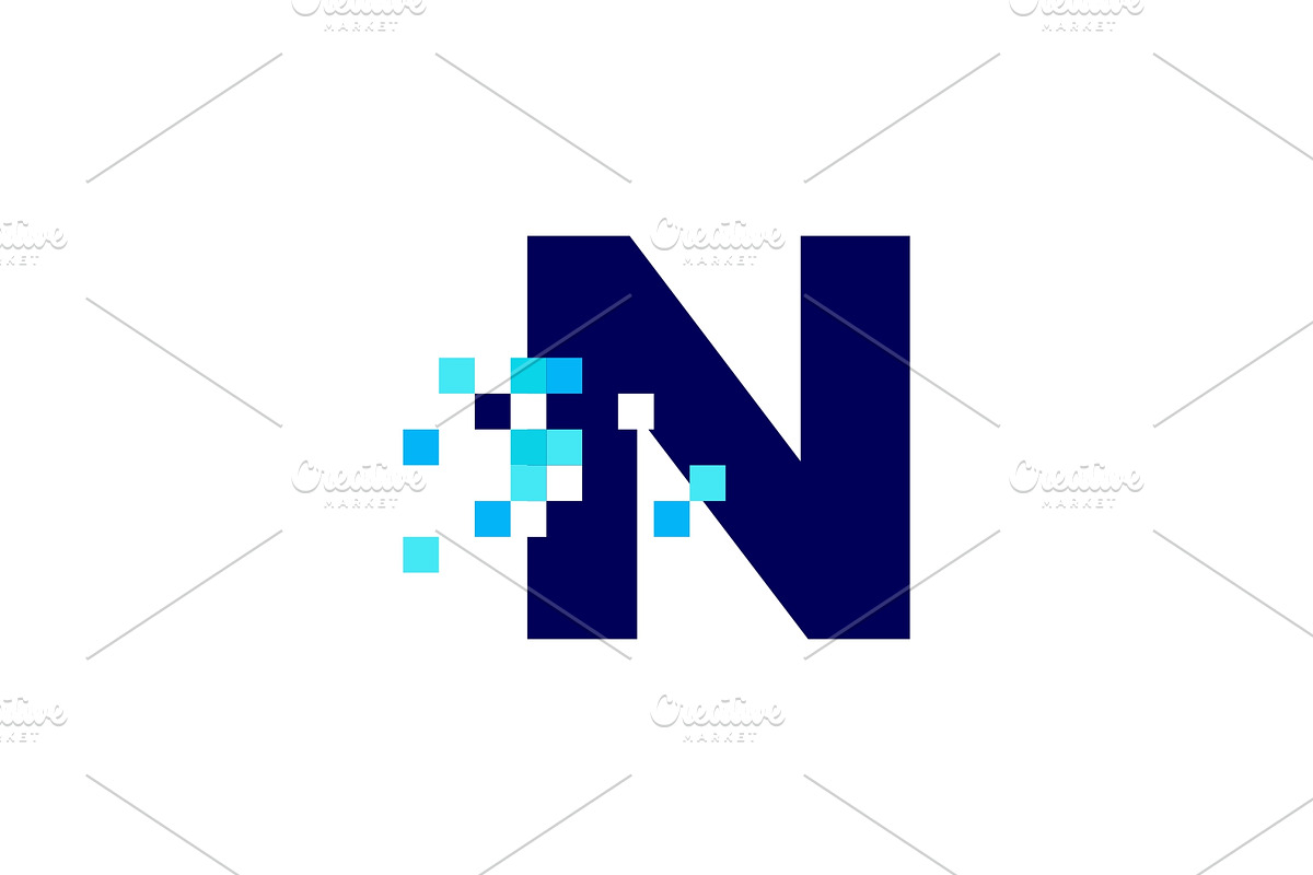 n letter pixel mark digital 8 bit, a Branding & Logo Template by VASTARD STUDIO