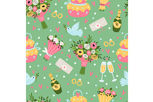Wedding bouquets. Marriage ceremony, an Illustration by Vectorbuum