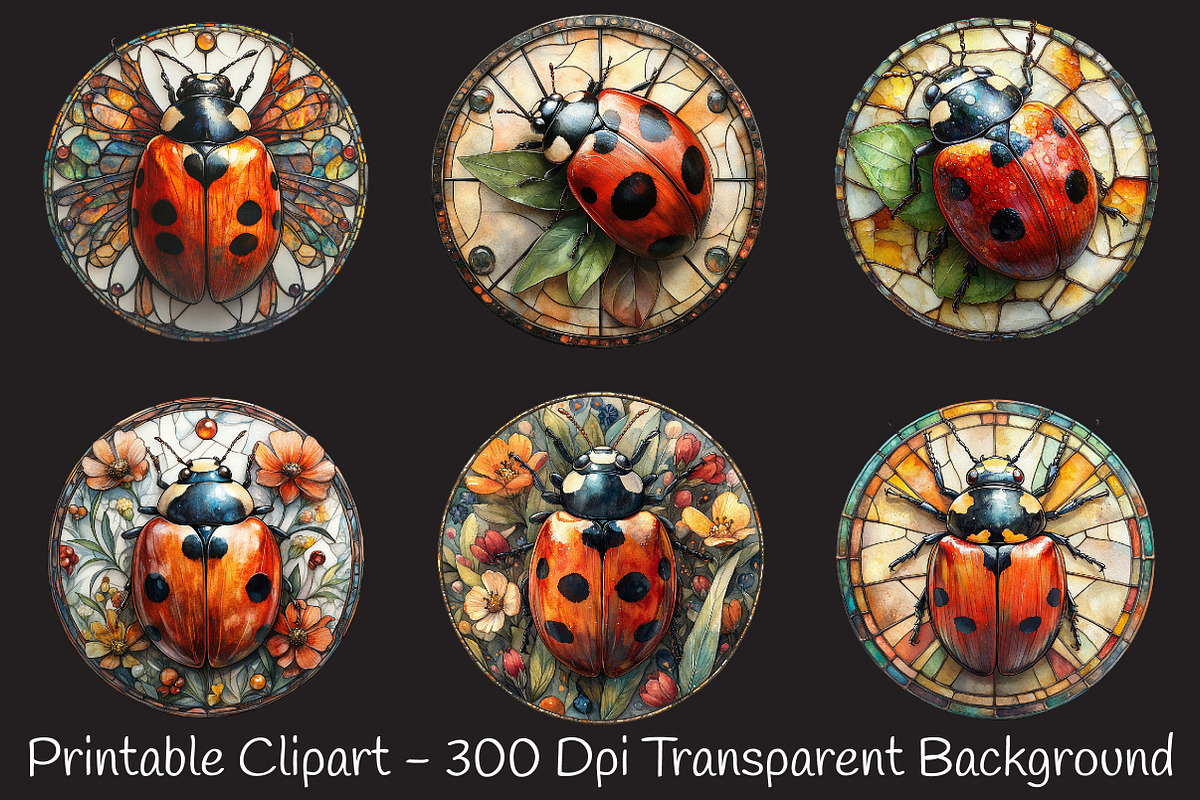 Stained Glass Ladybug Sublimation, an Illustration by RobertsArt (Photo 4 of 7)