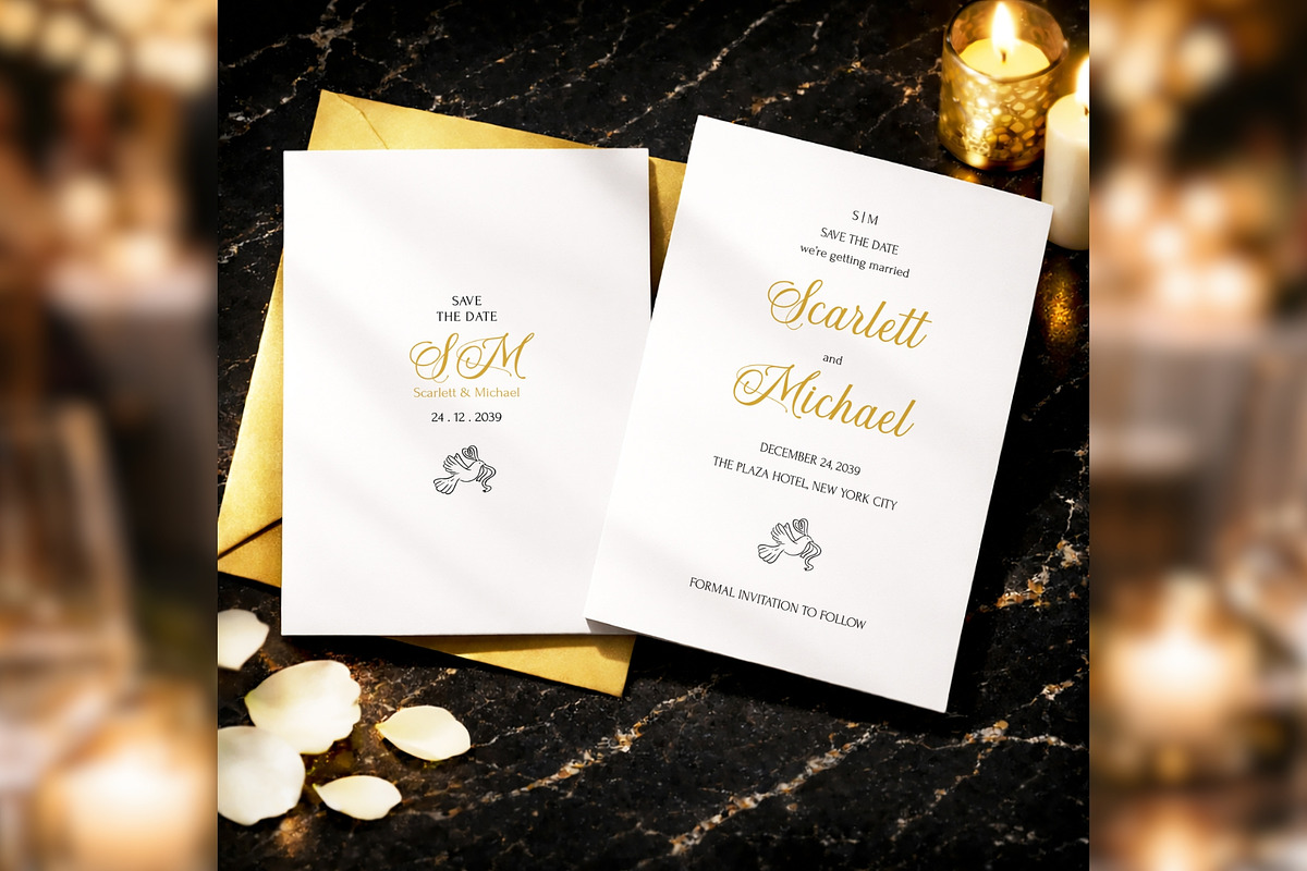Elegant Save Date Canva bd004, an Invitation Template by TyphoonStudio (Photo 1 of 9)